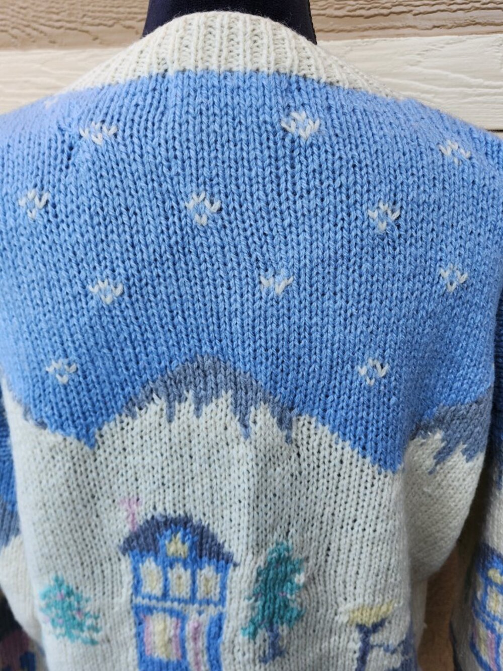 Vintage 90s Y2K Eddie Bauer Wool Cardigan Chunky Knit Cabin Fair Isle Sweater L - Picture 9 of 16